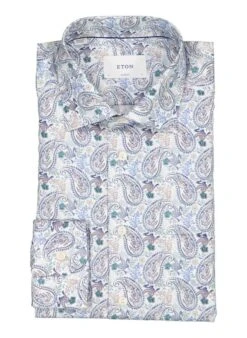 ETON, Hemd, Classic Fit, Baumwolle, Blau Gemustert