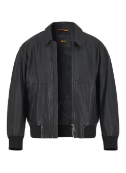 BOSS Orange, Lederjacke Joberg, Schafnappa, Schwarz