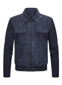 MILESTONE, Hybrid Jacke MSRyan, Ziegenvelours-Strick, Nachtblau