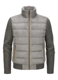 MILESTONE, Steppjacke MSDean, Mikrovelours Strick Sorona®, Grau