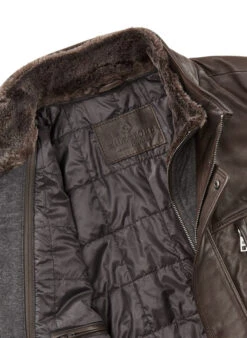 MILESTONE, Lederjacke MSBernardo, Lammnappa Wattiert, Dunkelbraun -Herrenausstatter Verkaufe 447363 norm4