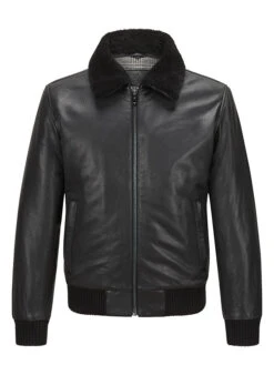 MILESTONE, Lederjacke MSTerry, Rindleder Wattiert, Schwarz