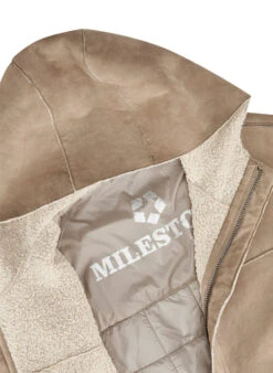 MILESTONE, Kapuzenmantel MSAlerio, Ziegenvelours Webpelz, Stein -Herrenausstatter Verkaufe 447375 norm4