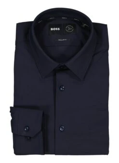 BOSS Black, Hemd Joe, Regular Fit, Performence-Stretch Atmungsaktiv, Dunkelblau