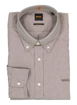 BOSS Orange, Hemd Rickert, Regular Fit, Baumwolle, Graugrün