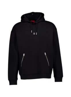 HUGO, Hoodie Daragenhood, Baumwolle, Schwarz