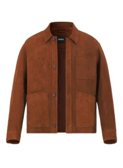 BOSS Black, Lederjacke Markuedo, Ziegenvelours Ungefüttert, Braun