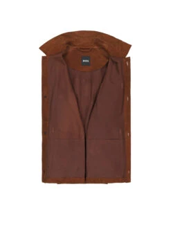 BOSS Black, Lederjacke Markuedo, Ziegenvelours Ungefüttert, Braun -Herrenausstatter Verkaufe 448388 norm3