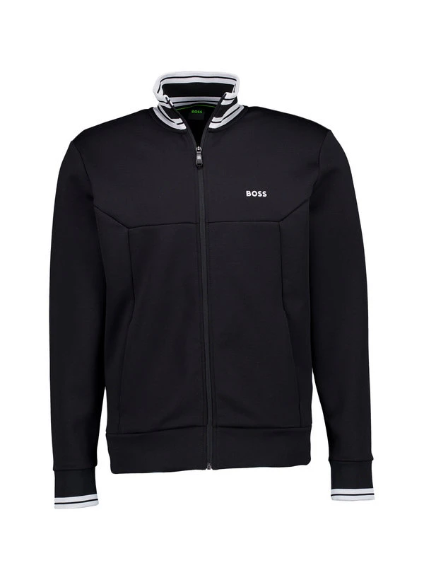 BOSS Green, Sweatjacke Zone, Baumwolle, schwarz BOSS Green, Sweatjacke Zone, Baumwolle, Schwarz -Herrenausstatter Verkaufe 448419 norm