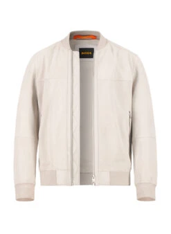 BOSS Orange, Lederjacke Johice, Lammvelours, Kitt