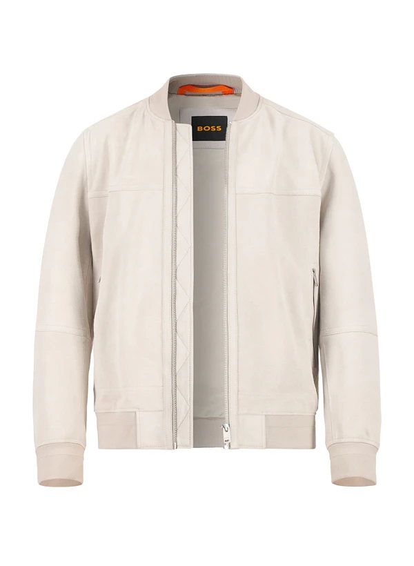 BOSS Orange, Lederjacke Johice, Lammvelours, kitt BOSS Orange, Lederjacke Johice, Lammvelours, Kitt -Herrenausstatter Verkaufe 448425 norm