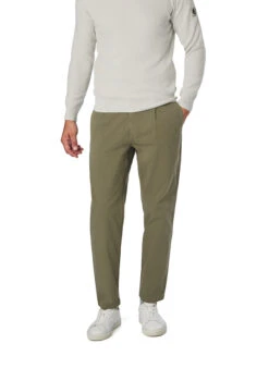 BOSS Orange, Bundfaltenhose Pleated, Relaxed Fit, Baumwolle, Grün