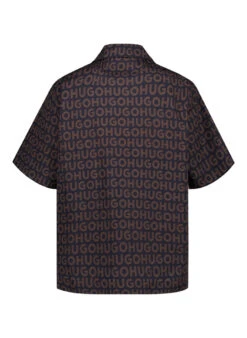 HUGO, Kurzarmhemd Espino, Oversized Fit, Baumwolle, Schwarz-braun Gemustert -Herrenausstatter Verkaufe 448545 norm2