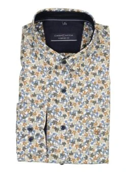 CasaModa, Hemd, Comfort Fit, Baumwolle, Blau-braun Gemustert