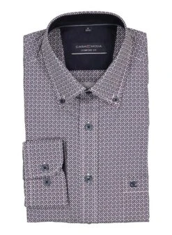 CasaModa, Hemd, Comfort Fit, Baumwolle, Blau-rot Gemustert