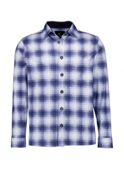 DESOTO, Overshirt, Baumwoll-Jersey, Blau Kariert