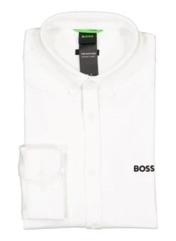 BOSS Green, Hemd, Regular Fit, Jersey Atmungsaktiv, Weiß