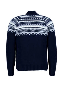 Gran Sasso, Stehkragenpullover, Schurwolle, Navy Gemustert -Herrenausstatter Verkaufe 448811 norm2