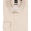 BOSS Black, Hemd Hank, Slim Fit, Baumwolle, Beige Gemustert