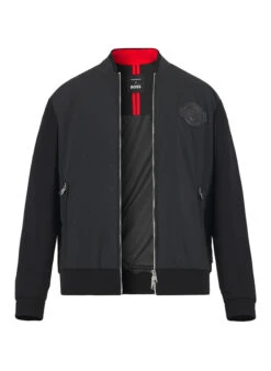 BOSS Black, Jacke Skiles, Baumwoll-Stretch Wattiert, Schwarz