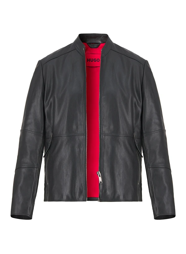 HUGO, Lederjacke, Ziegenleder, schwarz HUGO, Lederjacke, Ziegenleder, Schwarz -Herrenausstatter Verkaufe 449019 norm