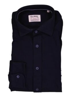 FIL NOIR, Hemd Torino, Shaped Fit, Baumwoll-Jersey, Nachtblau