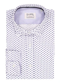 FIL NOIR, Hemd Treviso, Shaped Fit, Baumwolle, Weiß Gemustert