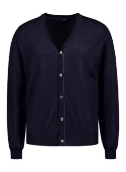 HACKETT, Cardigan, Merinowolle-Seide, Navy