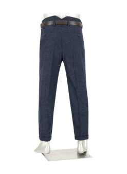 Alberto, Bundfaltenhose Ted, Wide Fit, Wolle Cropped, Navy -Herrenausstatter Verkaufe 449164 norm3