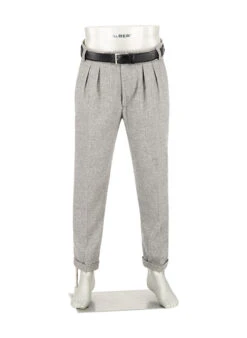 Alberto, Bundfaltenhose Ted, Wide Fit, Wolle Cropped, Grau