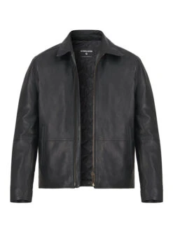 Strellson, Lederjacke Kellan, Lammnappa Vattiert, Schwarz