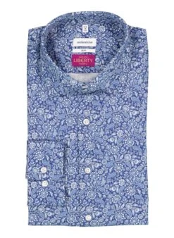 Seidensticker, Hemd, Slim Fit, Baumwolle, Dunkelblau Gemustert