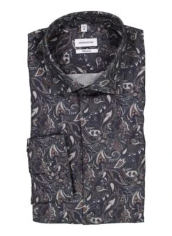 Seidensticker, Hemd, Regular Fit, Baumwolle, Grau Gemustert