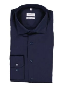 Seidensticker, Hemd, Shaped Fit, Popeline, Nachtblau