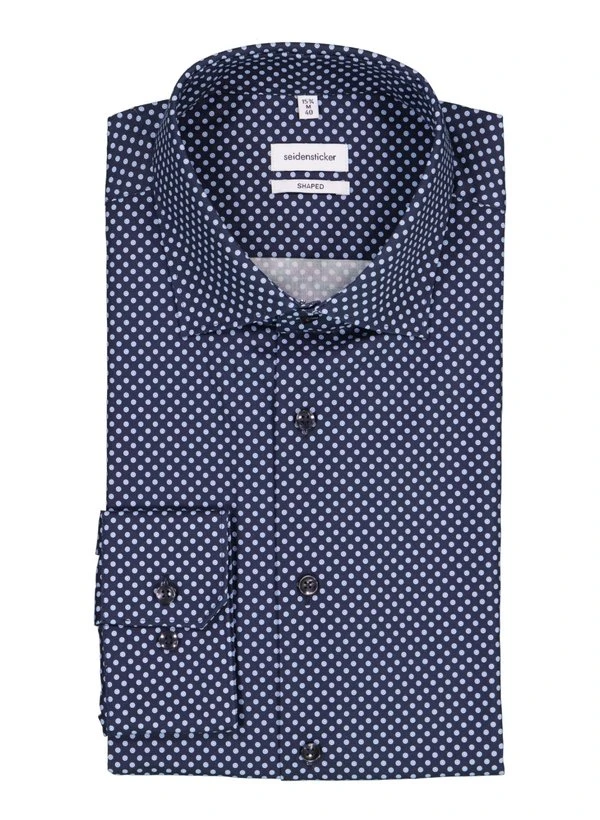 Seidensticker, Hemd, Shaped Fit, Baumwolle, navy gemustert Seidensticker, Hemd, Shaped Fit, Baumwolle, Navy Gemustert -Herrenausstatter Verkaufe 449375 norm
