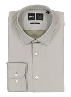 BOSS Black, Hemd Hank, Slim Fit, Mikrofaser-Stretch Atmungsaktiv, Grün