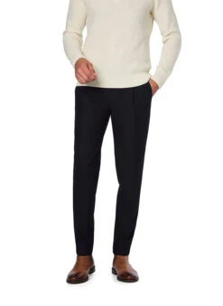 Bugatti, Bundfaltenhose, Mikrofaser-Stretch, Marine Meliert