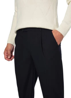 Bugatti, Bundfaltenhose, Mikrofaser-Stretch, Marine Meliert -Herrenausstatter Verkaufe 449482 norm3