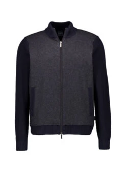 Bugatti, Strickjacke, Baumwolle-Wolle, Dunkelgrau