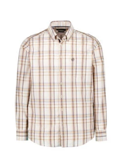 Bugatti, Hemd, Baumwolle, Beige Kariert