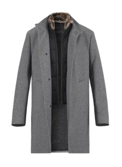 Bugatti, Mantel, Mikrofaser Wattiert, Anthrazit Meliert