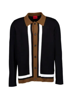 HUGO, Cardigan, Viskose-Wolle, Schwarz