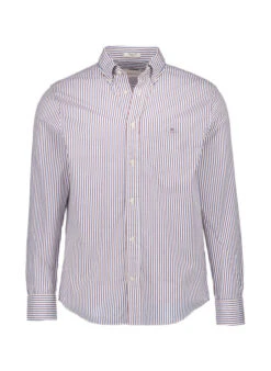 Gant, Hemd, Regular Fit, Baumwolle, Bordeaux Gestreift