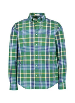Gant, Hemd, Regular Fit, Baumwolle, Grün-blau Kariert