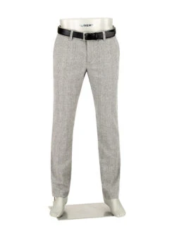 Alberto, Hose Lou, Regular Fit, Wolle Waschbar, Greige Kariert