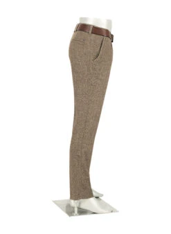 Alberto, Bundfaltenhose Lou, Regular Fit, Wolle-Seide Waschbar, Braun Gemustert -Herrenausstatter Verkaufe 450099 norm2
