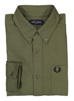 Fred Perry, Hemd, Baumwolle, Jägergrün
