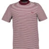 Fred Perry, T-Shirt, Baumwolle, Weinrot-creme Gestreift