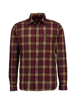 Fred Perry, Hemd, Baumwolle, Weinrot-caramel Kariert