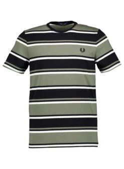 Fred Perry, T-Shirt, Baumwolle, Schwarz-grün Gestreift